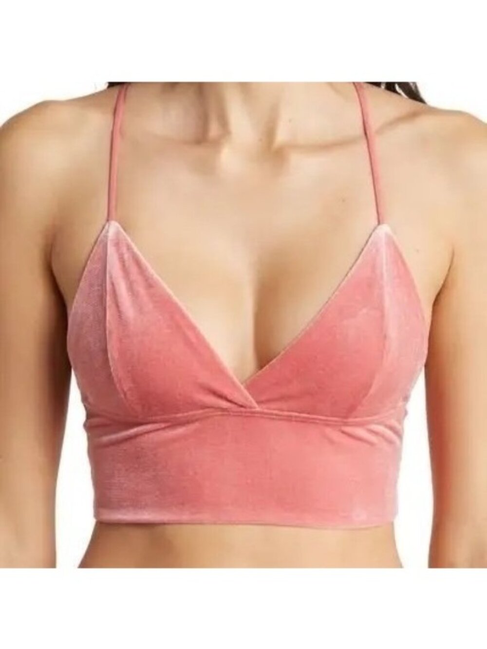 Wishlist Size L NEW Rose Pink Adjustable Strap Velour Bralette